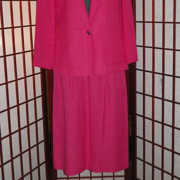 HOST PICK VTG Harrington Square 2 PC Pink Skirt Jacket Suit - Picture 2 of 11